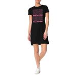 ROCKANDROLL Pembe Doğan Blackpink Siyah Kısa Kollu Penye Kadın T-shirt Elbise