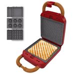 Rock’nToast Retro One Red 3’ü 1 Arada Tost Makinesi | Sandviç, Waffle ve Donut Makinesi