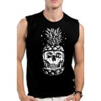 Rock&Roll Ananas Kafa Siyah Kesik Kol | Kolsuz Erkek T-Shirt | Atlet - M