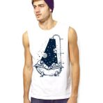 Rock&Roll Astro Duş Beyaz Kesik Kol | Kolsuz Erkek T-Shirt | Atlet - XS