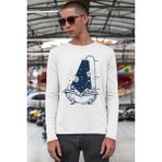 Rock&Roll Astro Duş Bisiklet Yaka Beyaz Uzun Kollu Penye Erkek T-Shirt