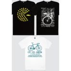 Rock&Roll Bisiklet Hastası Beyaz, Bisikletli Oyun, Yarış Bisikleti Yazılar Siyah 3'lü Kadın Tshirt Eko Paket - Çok Renkli - 2XL