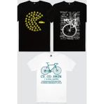 Rock&Roll Bisiklet Hastası Beyaz, Bisikletli Oyun, Yarış Bisikleti Yazılar Siyah 3'lü Kadın Tshirt Eko Paket - Çok Renkli - XL