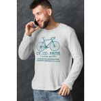 Rock&roll Bisiklet Hastası Gri Bisiklet Yaka Uzun Kollu Penye Erkek T-Shirt