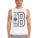 Rock&Roll Brooklyn Logo Beyaz Erkek Kesik Kol / Kolsuz Tişört - 001 - Beyaz - 2XS