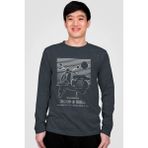 Rock&roll Çizgili Scooter Antrasit Bisiklet Yaka Uzun Kollu Penye Erkek T-Shirt - M