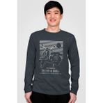 Rock&roll Çizgili Scooter Antrasit Bisiklet Yaka Uzun Kollu Penye Erkek T-Shirt