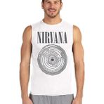 Rock&Roll Daire Daire Nirvana Beyaz Kesik Kol Erkek Tişört - 001 - Beyaz - 3XL