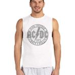 Rock&Roll Dairede Acdc Beyaz Kesik Kol | Kolsuz Erkek T-Shirt | Atlet - XXS