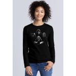 Rock&Roll Dört Kafa Yıldız Savaşları Bisiklet Yaka Siyah Uzun Kollu Penye Kadın T-Shirt - M