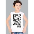 Rock&roll Drift Anime Beyaz Kesik Kol Erkek Çocuk T-Shirt - 6 Yaş