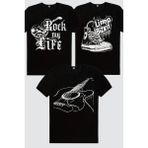 Rock&Roll Hayatım Rock, Gitarımın Telleri, Limp Sneaker 3'lü Erkek Tshirt Eko Paket - Çok Renkli - 2XL