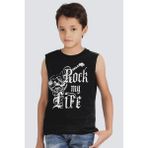Rock&roll Hayatım Rock Siyah Kesik Kol Erkek Çocuk T-Shirt - 10 Yaş