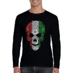 Rock&roll Italyan Kurukafa Siyah Bisiklet Yaka Uzun Kollu Penye Erkek T-Shirt - XL