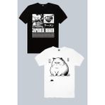 Rock&Roll Japon Noodle Siyah, Kedi Fare 2'li Kadın Tshirt Eko Paket - Çok Renkli - 2XL