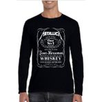 Rock&Roll Metallica Jack Logo Bisiklet Yaka Siyah Uzun Kollu Penye Erkek T-Shirt - XXS