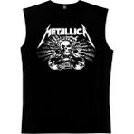 Rock&Roll Metallica Siyah Kurukafa Kolsuz T-Shirt Atlet Erkek Çocuk ve Kız Çocuk İçin Kesik Kol - XXL