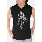 Rock&Roll Paltolu Joker Siyah Kapşonlu|kolsuz Erkek Atlet T-Shirt - 02S-Siyah