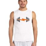 Rock&Roll Şimşek Spor Beyaz Kesik Kol | Kolsuz Erkek T-Shirt | Atlet - XL