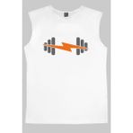 Rock&Roll Şimşek Spor Beyaz Kesik Kol | Kolsuz Erkek T-Shirt | Atlet - XXS - 001-Beyaz