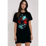 Rock&Roll Siyah Deniz Kızı Kısa Kollu Penye T-Shirt Elbise - XL