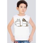 Rock&Roll Sütlü Sade Beyaz Kesik Kol | Kolsuz Kız Erkek Uniseks Çocuk T-Shirt | Atlet - 10 Yaş