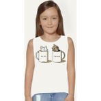 Rock&Roll Sütlü Sade Beyaz Kesik Kol | Kolsuz Kız Erkek Uniseks Çocuk T-Shirt | Atlet - 6 Yaş