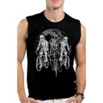 Rock&Roll Yıldız Bisikletçileri Siyah Kesik Kol | Kolsuz Erkek T-Shirt | Atlet - XS