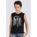 Rock&Roll Yıldız Bisikletcileri Siyah Kesik Kol | Kolsuz Kız Erkek Uniseks Çocuk T-Shirt | Atlet - 8 Yaş