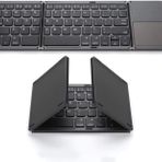 ROCK&ROWN Katlanabilir Bluetooth Klavye, Rock & Rown Cep Boyutunda Taşınabilir Kablosuz Klavye Touchpad ile Mac OS, Android, Windows, Linux, PC, Tablet için, Şarj Edilebilir Li-ion Pilli, Koyu Gri