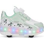 Rocky 💚 LED Işıklı Su Yeşili Patenli Çocuk Ayakkabı – Ortopedik Taban, Çift Kullanım (Spor & Paten)