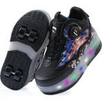 Rocky Sport Flames Çocuk Patenli, Işıklı Rahat Siyah-Saks ve Günlük Ayakkabı&sneaker | Yeni Model Tarz Patenli Kaykay Ayakkabı - 36
