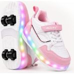 Rocky Sport Glow Kız Erkek Çocuk Patenli, Işıklı Rahat Spor Ayakkabı & Sneaker 4 Teker Kaykay Ayakkabı - Pembe - 36