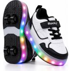 Rocky Sport Glow Kız Erkek Çocuk Patenli, Işıklı Rahat Spor Ayakkabı & Sneaker 4 Teker Kaykay Ayakkabı - Siyah