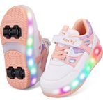 Rocky Sport Patenli Cırtlı Işıklı Spor Ayakkabısı 4 Tekerlekli Paten –ışıkları On/off Tuşlu - Pudra - 37