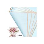 roco paper Çiçek Buket Kağıdı, Altın Kenarlı Çiçek Ambalaj Kağıdı, Mat OPP 58x58 cm - 5 Adet, Bulut Mavisi