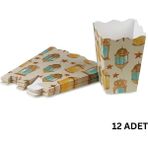 Roco Paper Co. 12LI Ramazan Temalı Patlamış Mısır, Şeker Kutusu, Popcorn, Ikram Kutusu, 6X6X11 Cm, Krem Renk