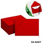 Roco Paper Co. 50 Adet Kırmızı Davetiye Zarfı, Dayanıklı Mat Tebrik Kartı ve Mektup Zarfı Seti, 13X18 cm - 140 gr