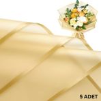 Roco Paper Co. Altın Kenarlı Altın Çiçek Ambalaj Kağıdı 5'li, Su Geçirmez Mat Şeffaf Buket Sargı Kağıdı, 58 x 58 cm