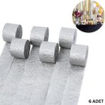 Roco Paper Co. Gümüş Krapon Kağıdı Rulosu, Çiçek Yapım, Parti, El Işi Süsleme Kağıdı, 6 Adet, 4.5 cm x 22 Metre