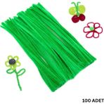 Roco Paper Co. Şönil Tel, El Işi, Dıy, Hobi ve Çiçek Yapım Teli, Yeşil, 100 Adet, 6 mm - 30 cm