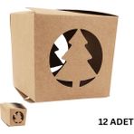 Roco Paper Co. Yılbaşı Çam Ağacı Kesim Kraft Hediye Kutu, 12 Adet, Parti, Dekor, Süs Kutusu, 9 x 9 x 8.5 cm - 9 x 9 x 8,5 cm