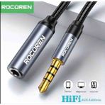 Rocoren 3-Metre 3.5mm Trrs Aux Mikrofon Kulaklık Ses Uzatma Kablosu Hi-Fi Ses Teknolojisi Hasır Örgülü Sağlam Kablo Orjinal