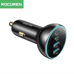 Rocoren 70W 4 Portlu 2*type-C 2*usb-A LED Işıklı Araç Içi Hızlı Şarj Cihazı - Siyah