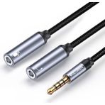 Rocoren Hi-Fi Trrs Mikrofon ve Kulaklık Birleştirici 3.5mm Y Jack Kablo - Gri