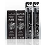 Rocs Black Edition Kömür Özlü Beyazlatıc 2 Macun+2 Fırçaı Ağız Bakım Seti