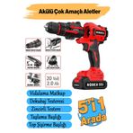 Rodex Değiştirilebilir Başlıklı Akülü 5'li Set 20 V 2.0 Ah Taşlama Matkap Dekubaj Testere Pala Top Şişirme