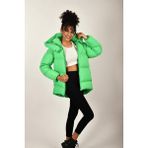 Rodi Oversize Kapüşonlu Düz Uzun Kollu Kadın Şişme Mont RD23KB020584 - Yeşil