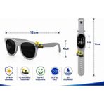 Rodium Çocuk Kol Saati LED Saat ve Gözlük Seti Gri Kepçe Emojili