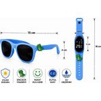 Rodium Çocuk Kol Saati LED Saat ve Gözlük Seti Mavi Dinozor Emojili